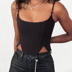 White Fox Boutique "Living It Large" Corset Bustier Tank Top in Black